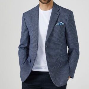 Vintage Blazer Men/Unisex Tweed Herringbone Plaid Wool Gray Teal Orange Sz 46R